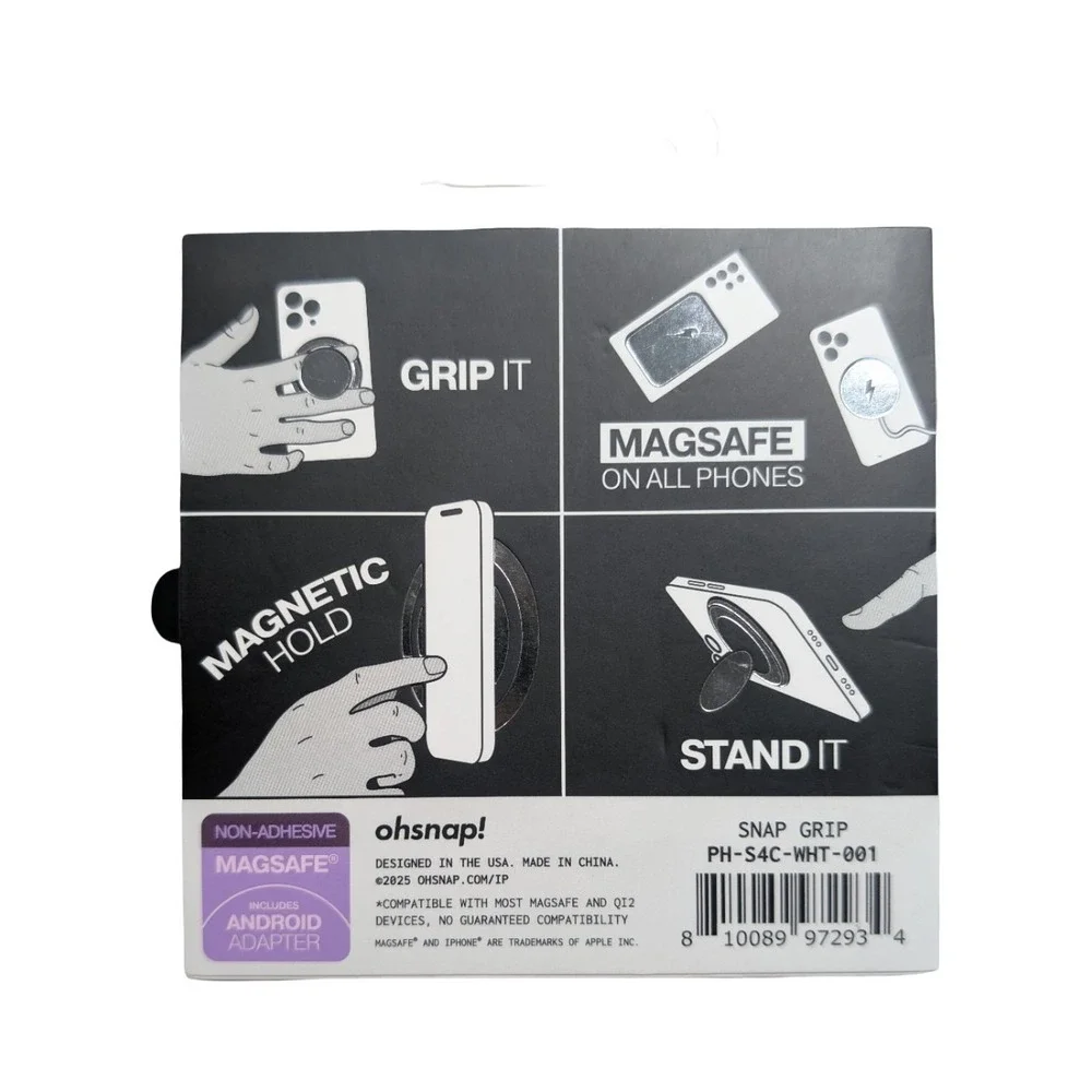 Gg1-W OhSnap Snap Magnetic UltraThin Grip & Stand Magsafe Overexposed White ⬇️